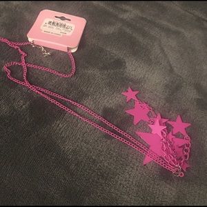 New! Sarina Pink Star Necklace 24”